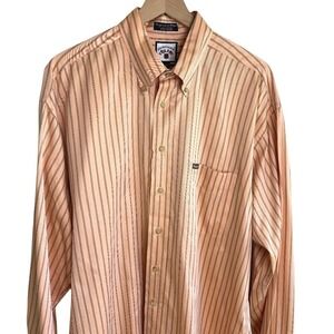 Façonnable XL Peach Stripe Button-Down Shirt Made in USA Cotton Classic Fit